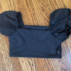 Tiger Friday CXL great condition Black Puff-Sleeve Square Neck Crop Top